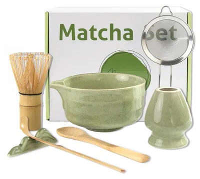 Matcha-Set mit Keramikschale, Bambus-Besen & Zubehör