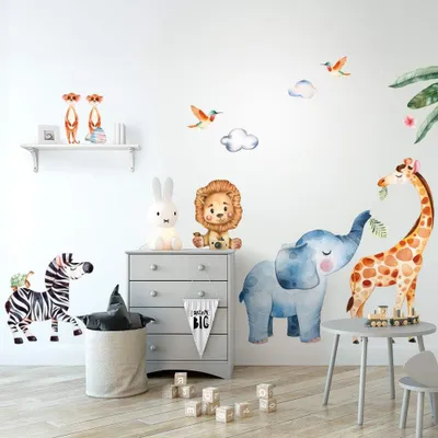 Productafbeelding van Wandstickers, textiel effect, dierendecoratie, voor kinderkamer