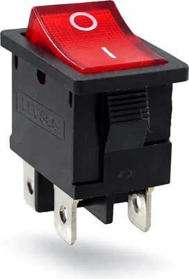 Zdjęcie produktu dla Przełącznik kołyskowy 19 x 13 mm, przełącznik urządzenia 4-pinowy 6 A 250 V AC, podświetlany czerwoną diodą LED
