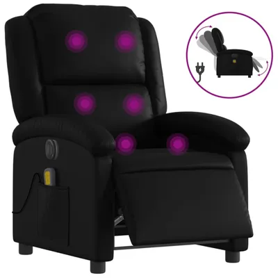 Image de vidaXL Fauteuil de massage électrique noir similicuir