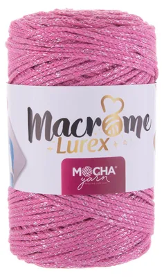 250g Strickgarn Macrome mit Glitzereffekt dunkelrosa