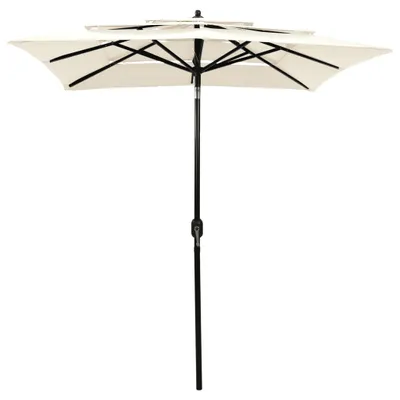 Image de vidaXL Parasol avec mât en aluminium 3 couches couleur sable 2x2 m