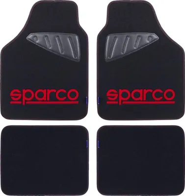 Zdjęcie produktu dla Komplet uniwersalnych dywaników samochodowych Sparco SPC19 czarny/czerwony dywanik poliestrowy