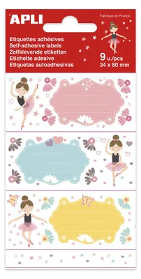 Immagine prodotto di Etichette APLI per libri "Ballerina" 36 x 81 mm 3 fogli da 3 etichette ciascuno