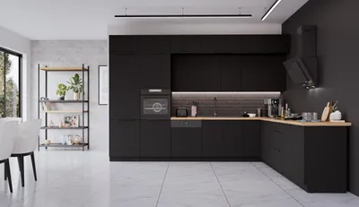 Produktbild von Winkelküche SIENA 350x290 cm Küchenzeile Eckküche Küche Schwarz matt XL Stauraum