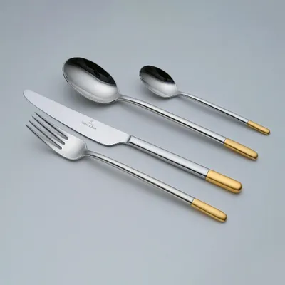 Produktbild von Villeroy & Boch Vorteilset 6 Stück Ella teilvergoldet Dessert/Vorspeisenlöffel Edelstahl silber/platin vergoldet 1263510070