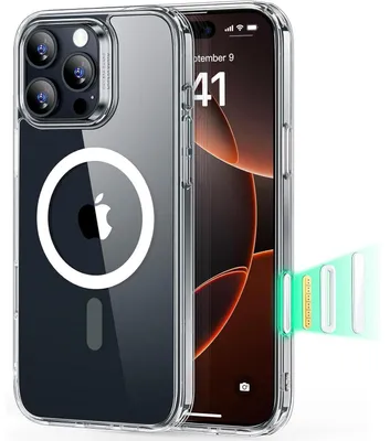 Immagine prodotto di Custodia per iPhone 16 Pro Max con controllo della fotocamera, compatibile con MagSafe, trasparente, resistente agli urti, protezione di livello militare