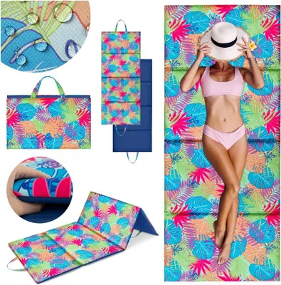 Produktbild von Strandmatte für Steinstrand 180x75x2cm - faltbare, gepolsterte Stranddecke mit Griff - Outdoor Pool Liege - Mallorca Colors