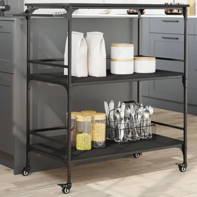 Produktbild von CLORIS Küchenwagen Schwarz 100,5x50x105 cm Holzwerkstoff 2024