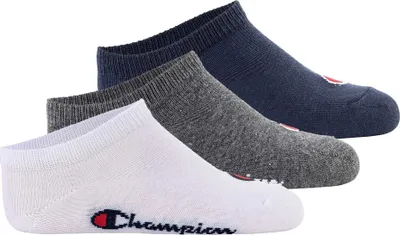 Image de Champion Chaussettes Enfants, Lot de 3 - Chaussettes Sneaker, Logo, Bleu/Blanc/Gris uni 31-34