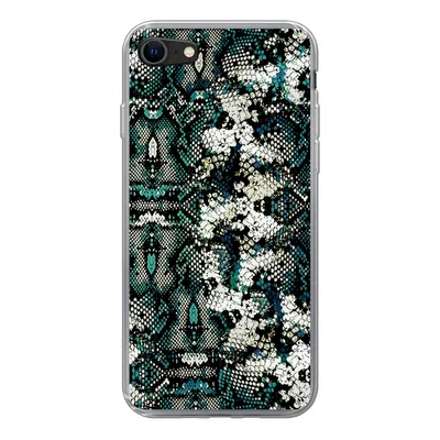 Produktbild von MuchoWow® Handyhülle Schutzhülle Hülle für iPhone 8 Tiermuster - Weiß - Türkis Silikon Softcase Handy Hülle - Schutzhaube
