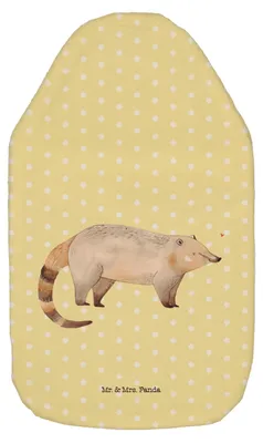 Produktbild von Mr. & Mrs. Panda Wärmekissen Nasenbaer - Gelb Pastell - Geschenk, Rüsselbär, Wärmflaschen, Nasenbär, Wärmflasche, Nasenbären, Bär, mit Bezug, Flauschige, Lustige Sprüche