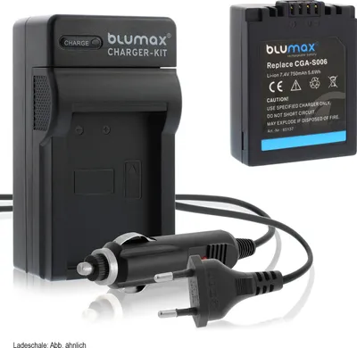 Produktbild von 1x Akku + Lader für Panasonic CGA-S006  CGR-S006E DMC-FZ50 FZ18 750 mAh 7,2V