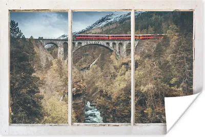 Produktbild von MuchoWow® Poster Aussicht - Brücke - Berg 60x40 cm - Schlafzimmerdekoration