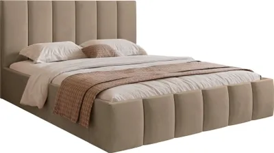 Produktbild von Selsey Sarafino - Polsterbett 140x200 cm, mit Bettkasten und Lattenrost, dunkelbeige