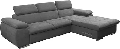 Produktbild von Ecksofa mit Schlaffunktion und Bettkasten, Couch für Wohnzimmer, Schlafsofa Sofagarnitur Sofa Eckcouch L-Form Wohnlandschaft mit Bettfunktion NILUX (Eckosfa NILUX Dunkelgrau) 284 x 196 x 78 cm, Rechts Ottomane