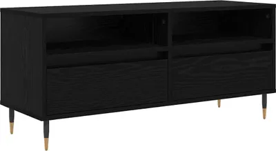 Image de vidaXL Meuble TV noir imitation chêne 100 x 34,5 x 44,5 cm