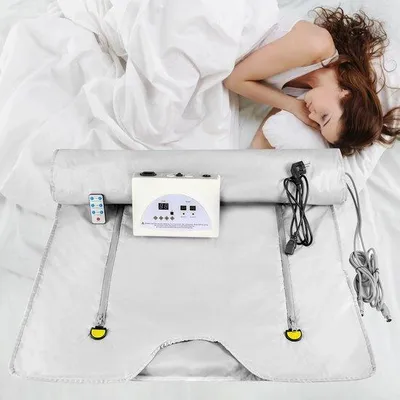 Immagine prodotto di Coperta elettrica per sauna a infrarossi - 180x80 cm - Impermeabile - Coperta per fibromialgia - Telecomando - Sollievo dal dolore - Grigio