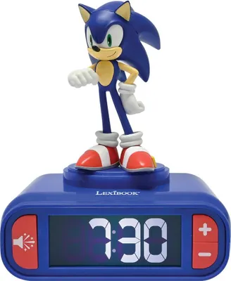 Produktbild von Lexibook, Sonic The Hedgehog, Sonic Nachtlicht-Wecker, Klänge und Melodien, Hintergrundbeleuchtetes LCD-Display, Leuchtend, Snooze, Blau, RL800SN