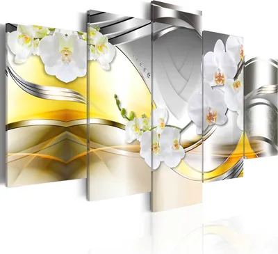 Produktbild von Leinwandbilder 200x100 cm b-A-0186-b-n Vlies Leinwandbild 5 tlg Kunstdruck modern Wandbilder XXL Wanddekoration Design Wand Bild ABSTRAKT BLUMEN ORCHIDEE