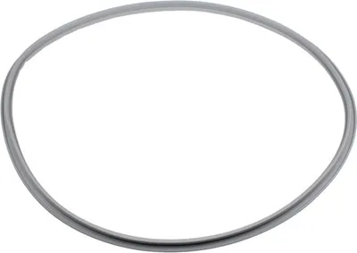 A gray rubber seal ring on a white background.