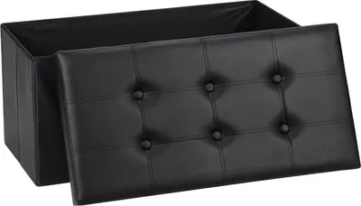 Immagine prodotto di Jopassy sgabello con spazio di archiviazione panca pieghevole, contenitore, coperchio rimovibile 76x38x38cm nero