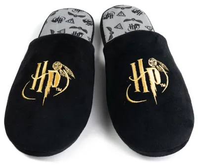 Produktbild von Harry Potter Hausschuhe für Herren - Slipper Puschen Schlappen Pantoffeln Schwarz 44-45