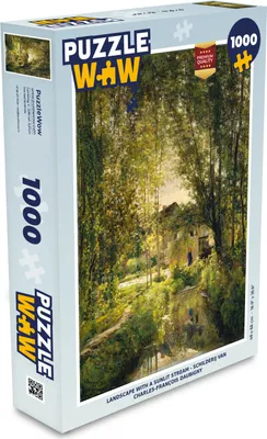 Obrázek produktu pro MuchoWow MuchoWow® Puzzle 1000 ks Krajina se sluncem ozářeným potokem - Obrazy, Charles-François Daubigny