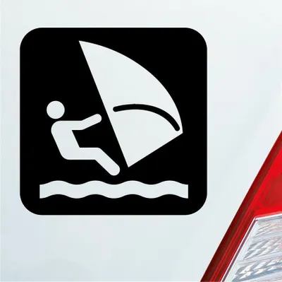 Produktbild von Auto Aufkleber Windsurfer Surfing Wind Surfer Kite Sport 10x10 cm Schwarz Glanz Sticker Heckscheibenaufkleber