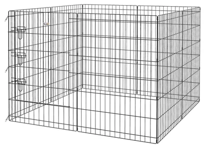 Productafbeelding van PawHut Puppyren, 91 cm hoog, 8-delig, zelfbouwsysteem voor een puppyren met slot, van metaal