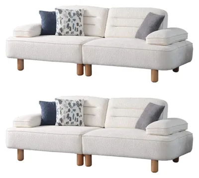 Produktbild von Sofa Set Harmony Farbe  Creme Stellvariante 3+2 mit Relax-/Bettfunktion durch verstellbare Rückenlehne