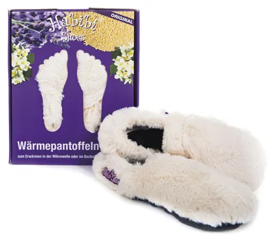 Produktbild von Habibi Wärmeschuhe aufheizbare Thermo Hausschuhe Fußwärmer für Mikrowelle & Ofen - creme, Schuhgröße L (EUR 41-45)