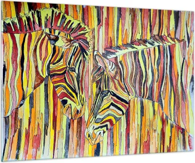 Produktbild von Bilder auf glas - Zebra Abstraktion - 100x70cm - Glasbilder - Wandbilder - Kunstdruck - zum Aufhängen bereit - Wanddekoration aus Glas - Glas Bilder - Wandbild auf Glas - Einteilig - GAA100x70-3499
