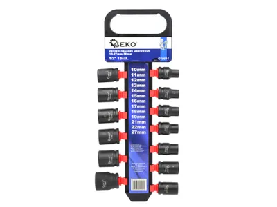 Zdjęcie produktu dla GEKO Nasadki udarowe 1/2", 13 szt. 10-27 mm, 38 mm, G10514