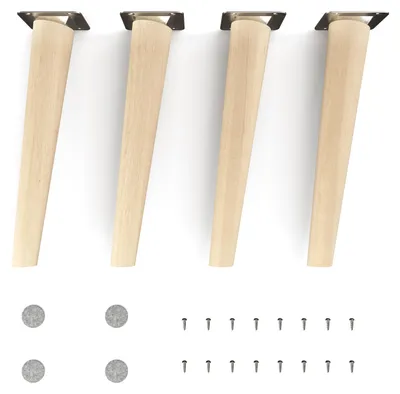 Produktbild von 4x sossai Holzfüße rund - schräge Ausführung 25cm Buche Naturbelassen