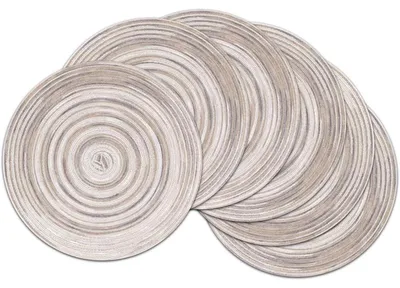 Productafbeelding van Ronde placemats, afwasbaar, gevlochten, hittebestendig, set van 6, grijs, 38x38 cm