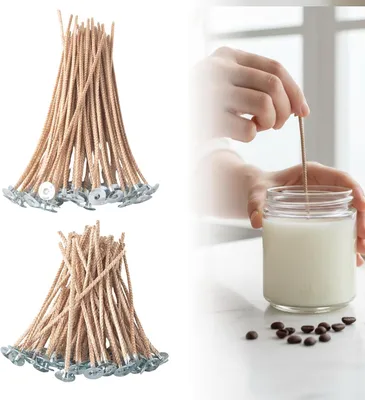 Imagen del producto de Mechas de algodón enceradas, 100 unidades, de 10/15 cm, para fabricar velas caseras