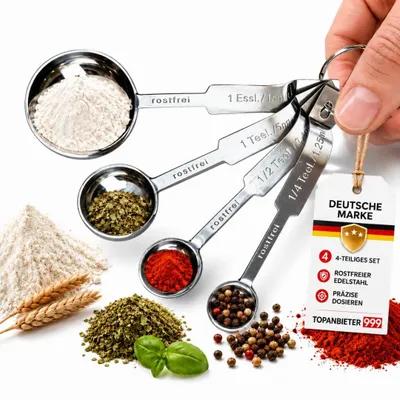 Maatlepelset Edelstahl 4-tlg. 1,25–15 ml spülmaschinengeeignet