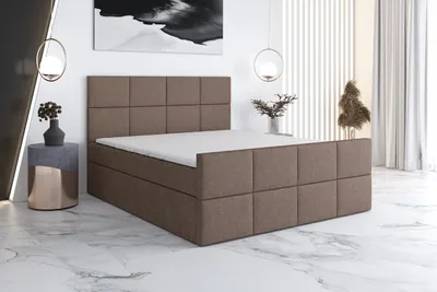 Produktbild von Boxspringbett CAPRIO 120x200 mit 2 Bettkästen, Bonell-Matratze und Topper. Farbe: Braun