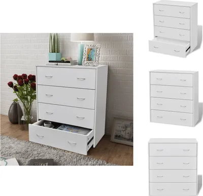 Produktbild von vidaXL Kommode mit 4 Schubladen 60×30,5×71 cm Weiß -  Sideboards