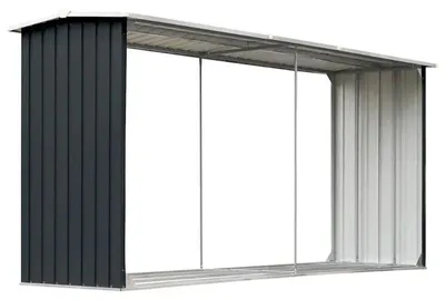 Produktbild von Holzunterstand Garten - Geräteschuppen aus verzinktem Stahl - 330x92x153 cm - Brennholzlager - Witterungsschutz - Farbe Schokobraun