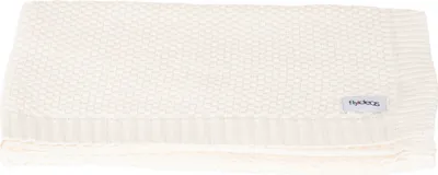 Produktbild von FlyIdeas Babydecke aus 100% Baumwolle Premium Strickdecke 90x70 cm | Samt Weich & Atmungsaktiv - Ideal als Kinderwagendecke, Puckdecke - Cream White