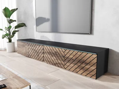 Obrázek produktu pro Lowboard APOLLO II RTV skříňka 180 cm, police pod TV, komoda MDF, jedle - dub wotan
