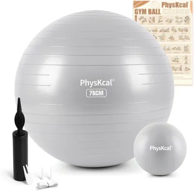 Obrázok produktu pre Gymnastická lopta a pilates lopta set 75 cm a 23 cm, sivá, anti-burst, pre joga