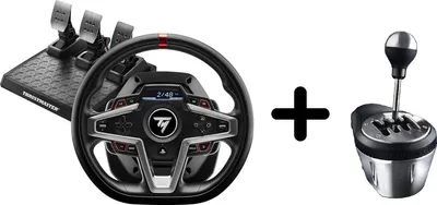 Produktbild von Thrustmaster T248-P Lenkrad + 3 Pedale + TH8A Schalthebel – Ohne Standfuß – PS5/PS4/PC