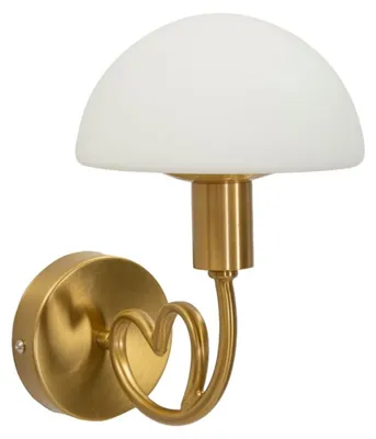 Immagine prodotto di Lampada da parete in vetro e ferro, dimensioni 23x15x22 cm, finitura oro e bianco, modello Lovy di Mauro Ferretti