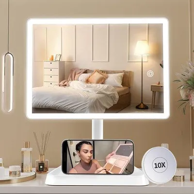 Obrázek produktu pro Kosmetické zrcátko s 96 LED diodami, USB, 10násobným zvětšením, otočné