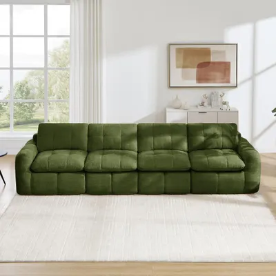 Produktbild von AIORBER 4-Sitzer Modulsofa XXL Chenille Cloud Couch Tiefe Sitzfläche Rahmenlos 32D Schaumstoff Wohnlandschaft Montagefrei Grün