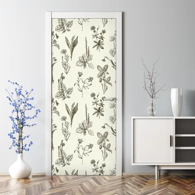Produktbild von Dekorative Türaufkleber Aufkleber selbstklebend Abnehmbarerdeko Skizziert Wildblumen 77 x 200 cm