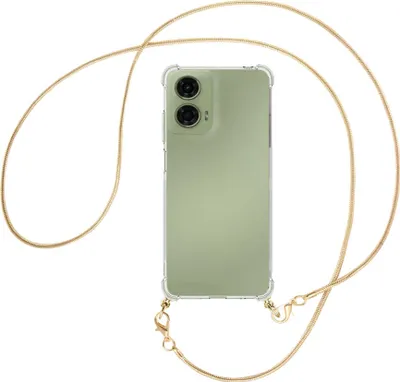 Produktbild von Handykette Backcover-Schutzhülle mit Band (Metall goldfarben) für Motorola Moto G24 - goldfarbene Snake-Kette